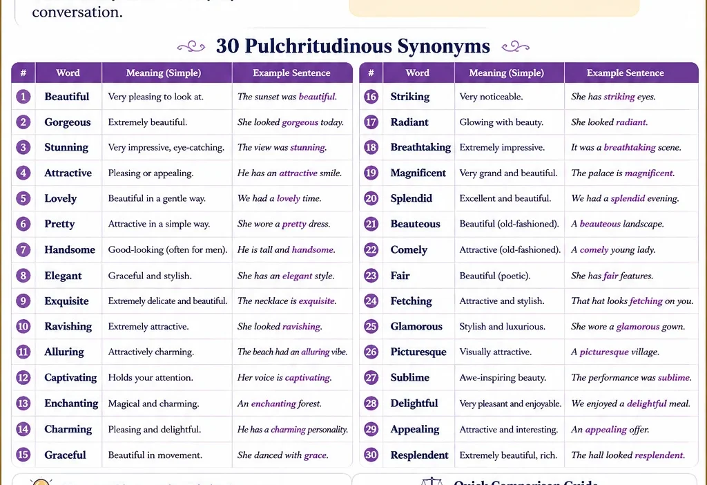 Pulchritudinous Synonyms